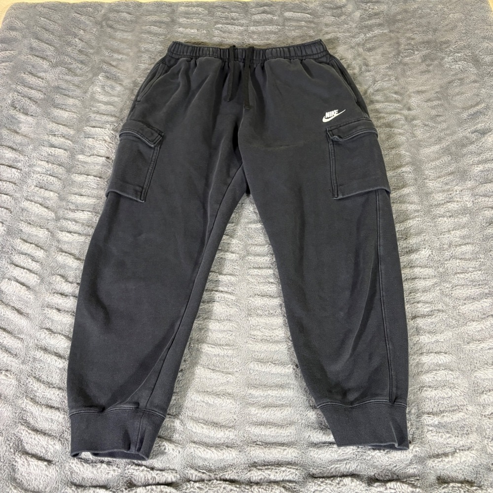Nike Sportswear Club Fleece Cargo Joggers Black Mens Large CD3129-010 Sweatpants